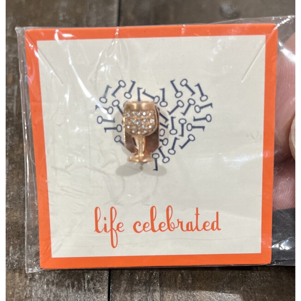 Keep Collective Rose Gold Pave WINE GLASS charm, NIP!